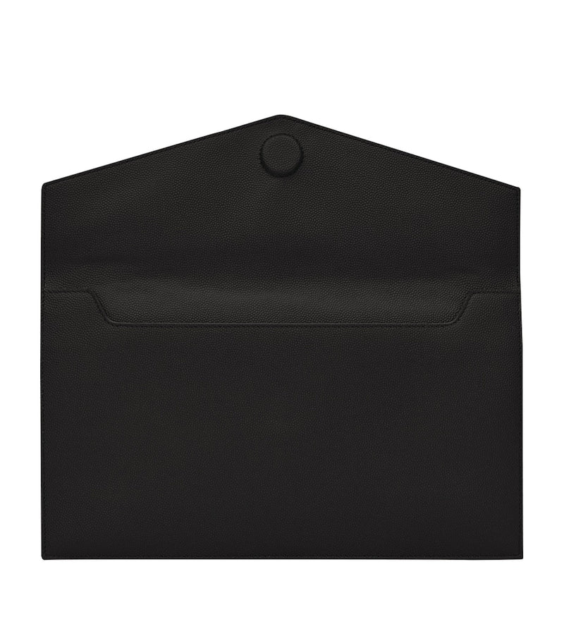 Saint Laurent Uptown leather clutch bag with YSL monogram, UK version