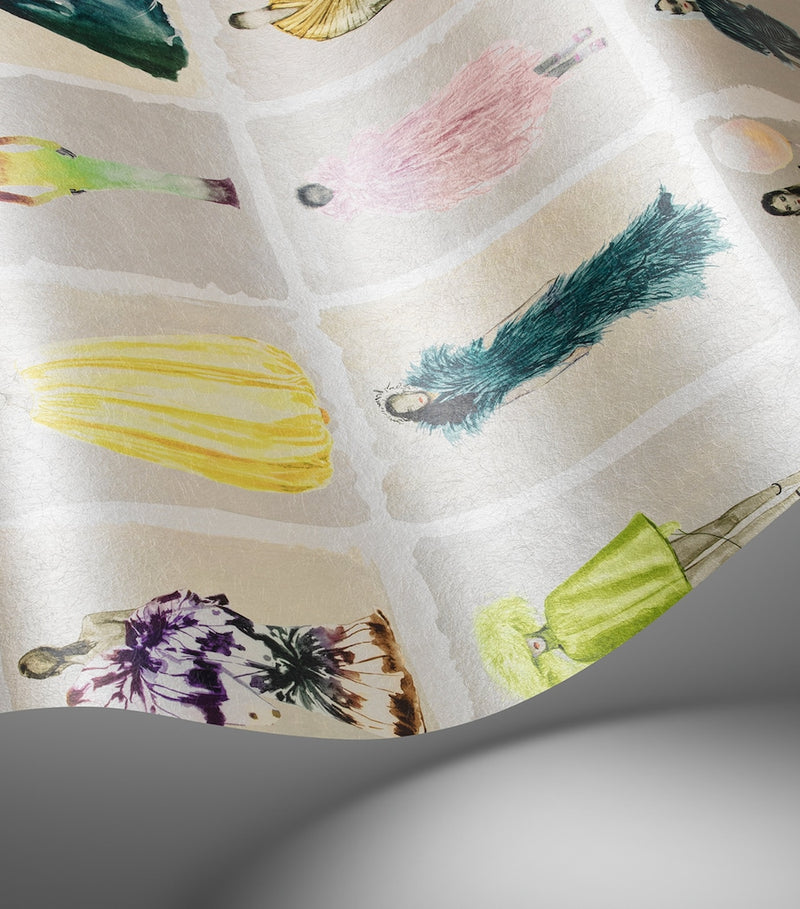 Cole & Son Harrods Couture Carousel wallpaper pastel pearl, imported from the UK