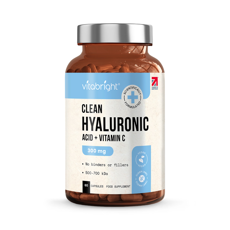 VitaBright hyaluronic acid supplement with vitamin C 60 capsules (British brand)