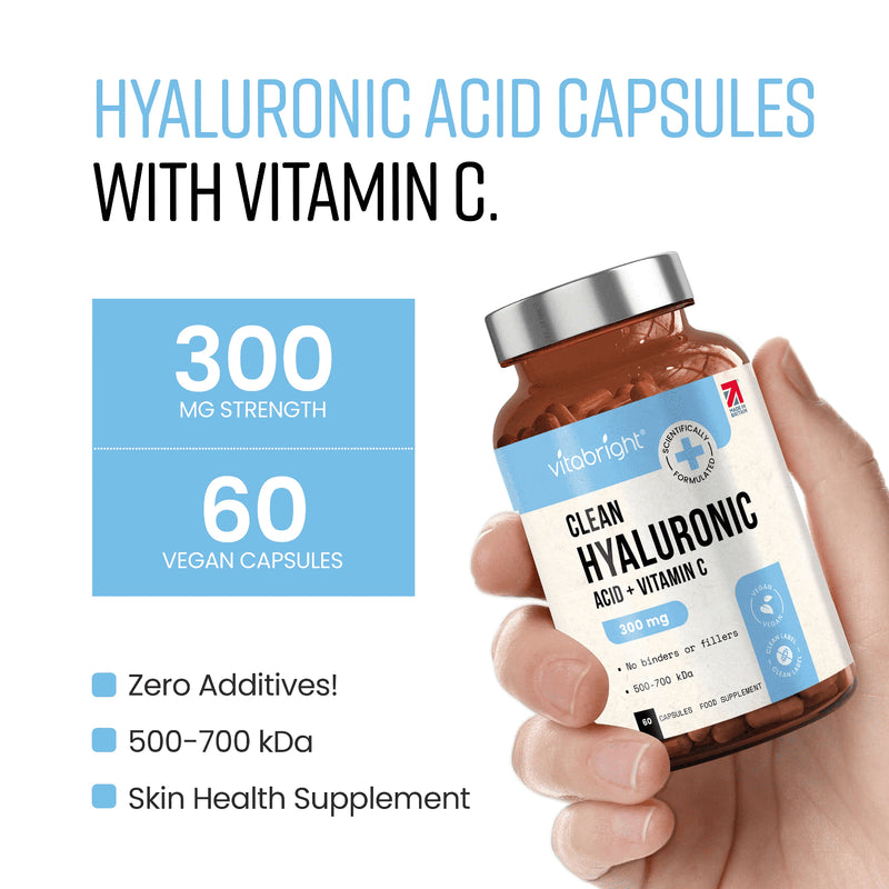 VitaBright hyaluronic acid supplement with vitamin C 60 capsules (British brand)