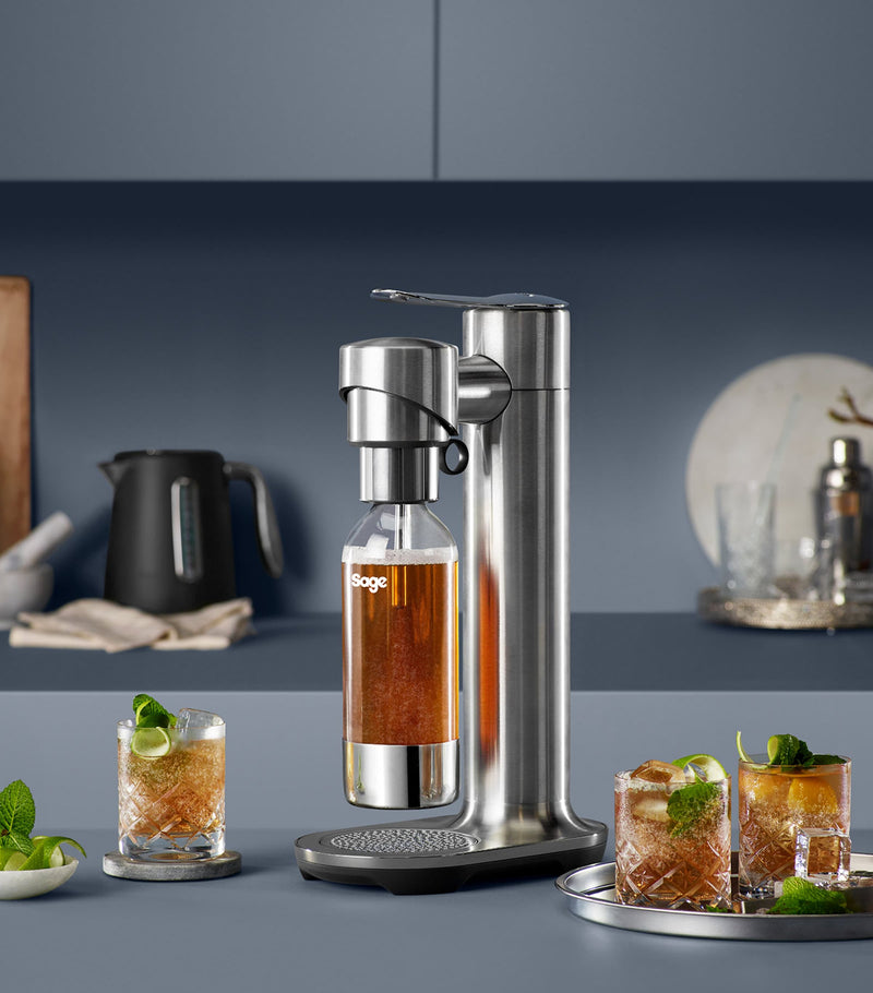 Sage sparkling drink maker with 1L bottle and FusionCap (British brand)