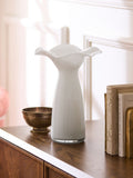 Nina Campbell white fluted large vase, imported from the UK
