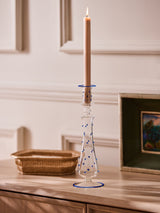 Next Nina Campbell Blue Dotty Glass Candle Holder Candlestick- Buy online at McGrocer
