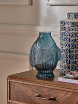 Next Nina Campbell Blue Coastal Glass Fish Vase- Buy online at McGrocer