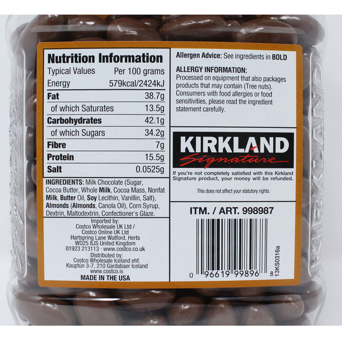 Kirkland Signature Milk Chocolate Almonds, 1.36kg - McGrocer