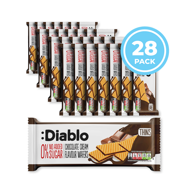 Diablo wafer thins chocolate cream no added sugar 150g, UK version