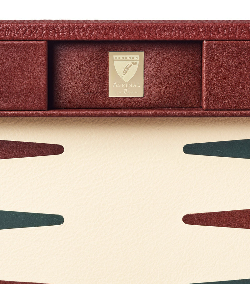 Aspinal of London pebble-effect leather backgammon set 17-inch - British product