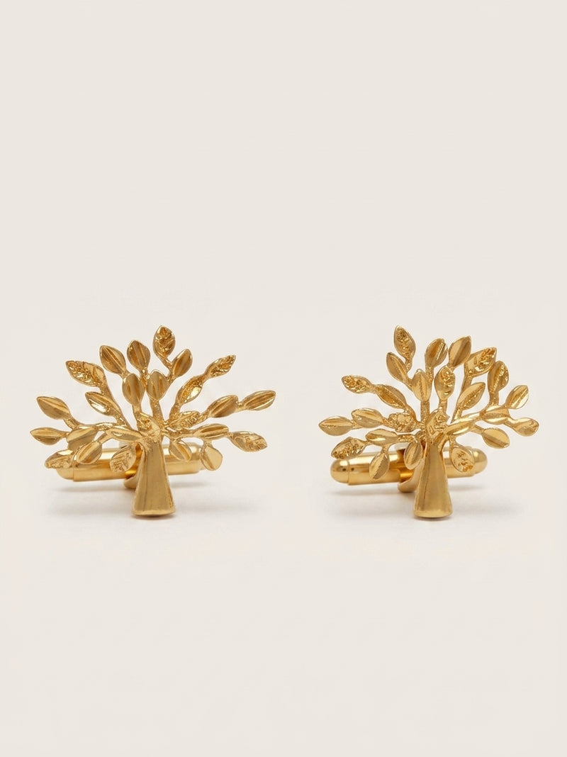 Mulberry tree stud earrings gold brass, imported from the UK