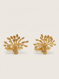 Mulberry tree stud earrings gold brass, imported from the UK