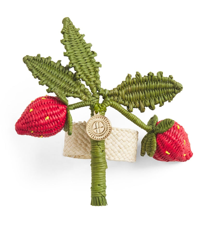 Harrods strawberry napkin ring iraca palm fibres - British product