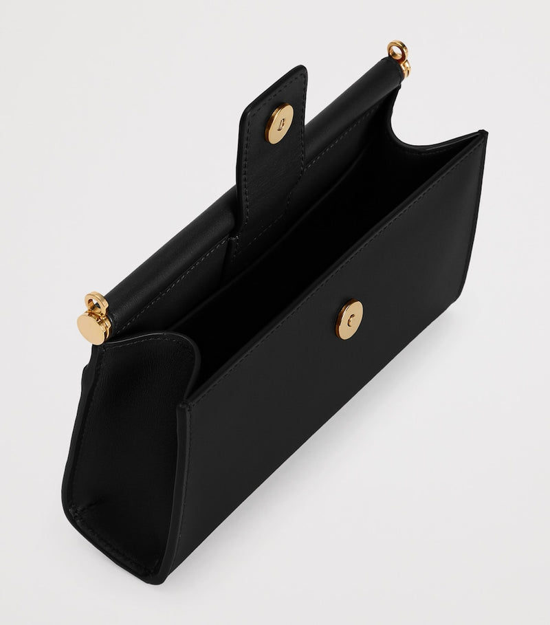 Dolce&Gabbana calfskin leather phone bag with vintage brass hardware - British product
