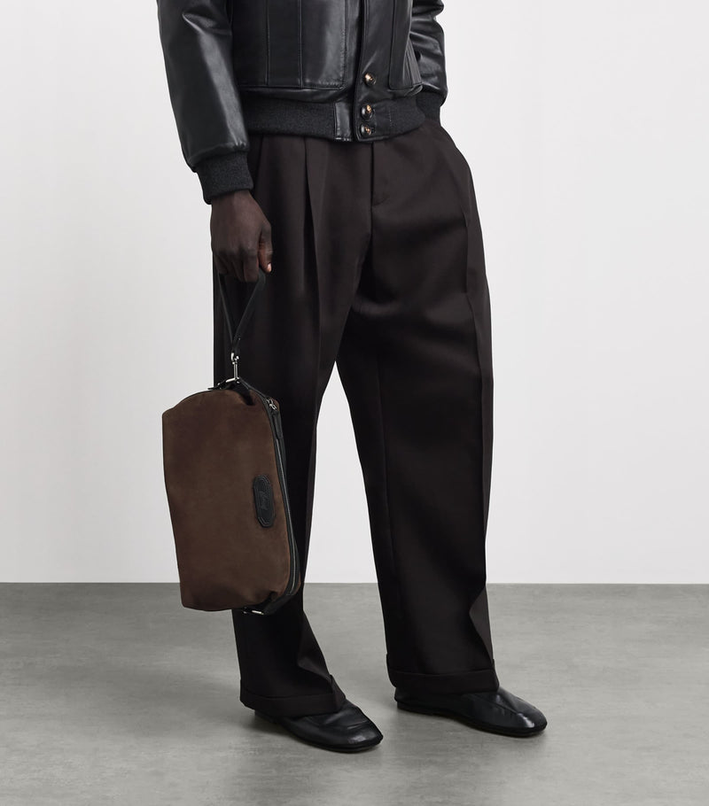 Brioni cotton canvas Via Veneto pouch with leather details, UK version