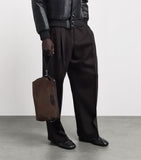 Brioni cotton canvas Via Veneto pouch with leather details, UK version