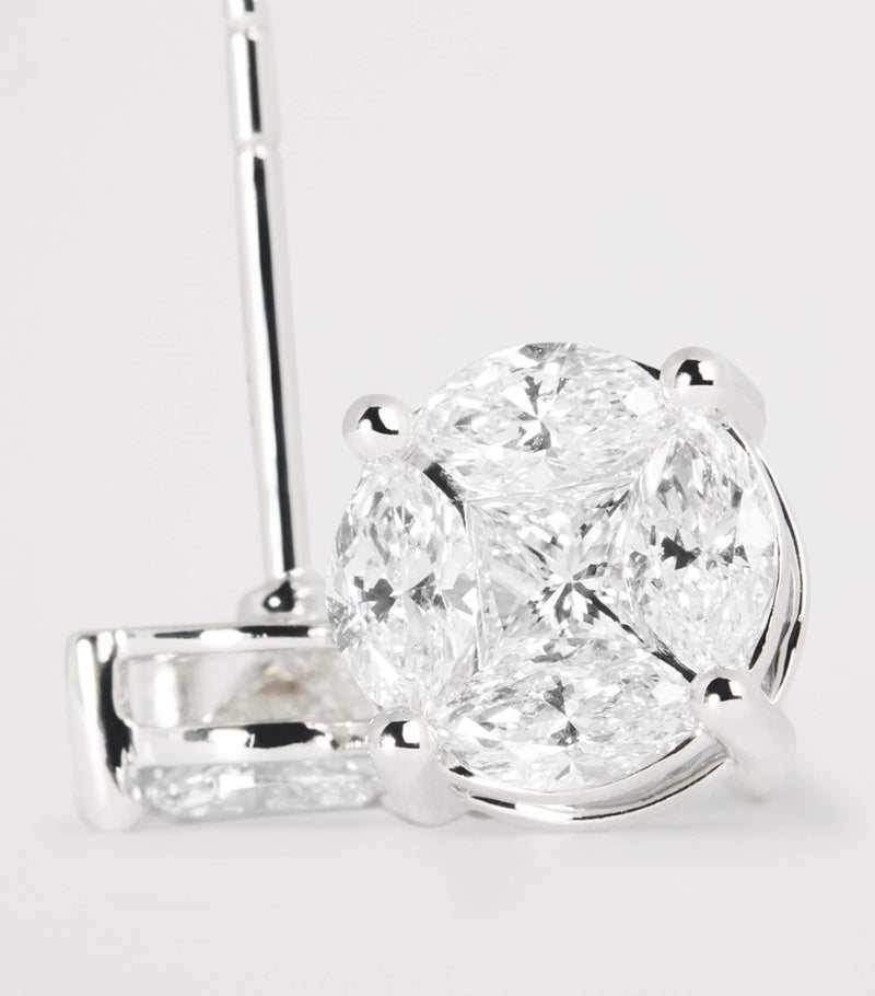 Harrods white gold diamond stud earrings 0.80ctw, UK version