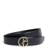 Harrods Giorgio Armani Leather Logo Belt- Buy online at McGrocer