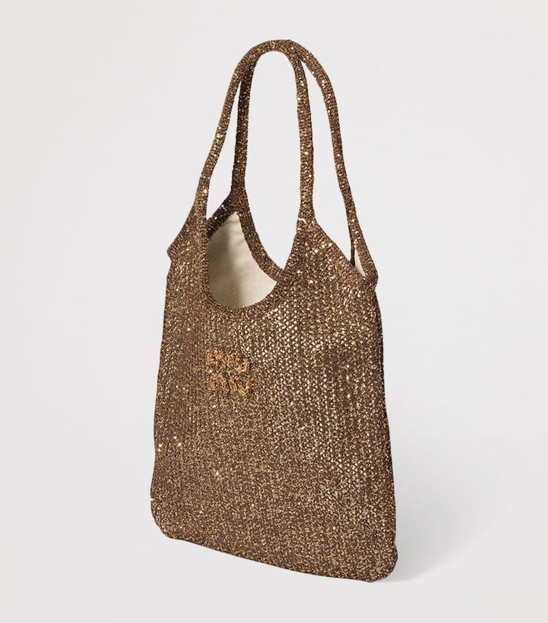 Miu Miu mesh-sequin Ivy tote bag H40cm - British product