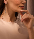 Boodles Raindance earrings platinum rose gold diamond, UK version