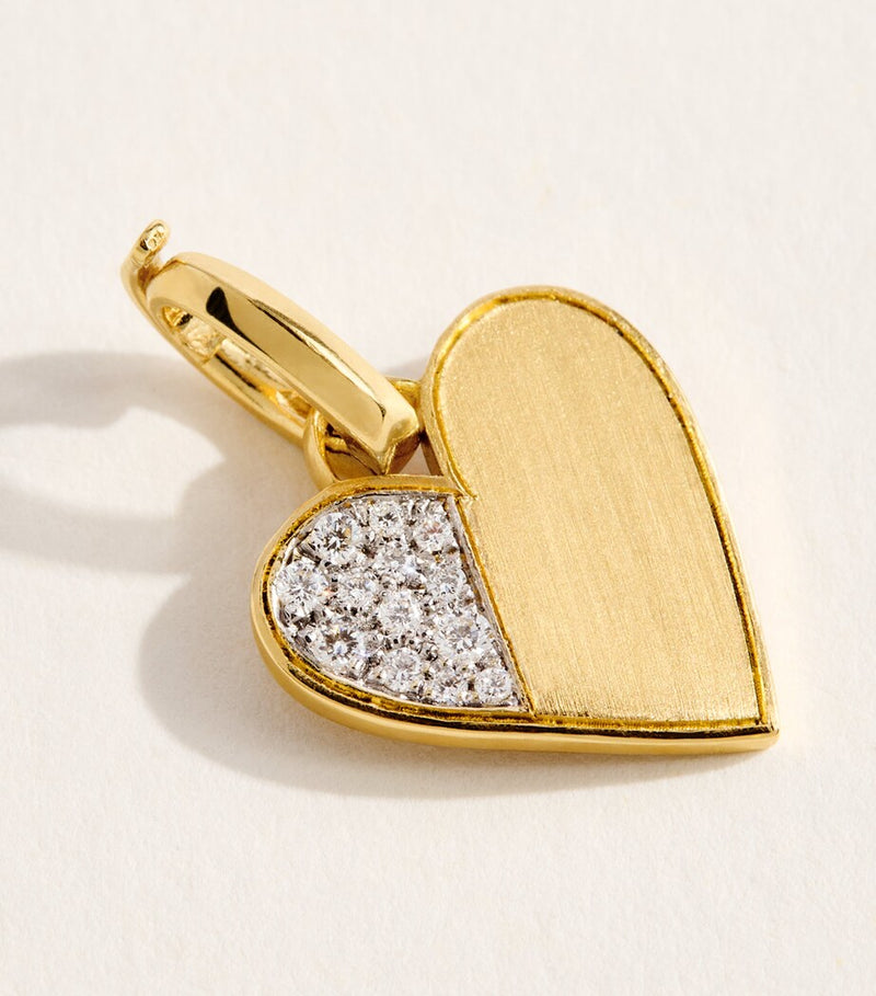 Jade Trau mini yellow gold diamond heart charm, UK version