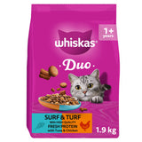 ASDA Whiskas 1+ DUO Surf & Turf Dry Cat Food 1.9kg- Buy online at McGrocer