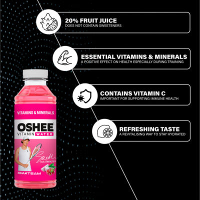 Oshee grape dragonfruit vitamin water 555ml, imported from the UK
