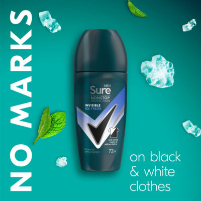 Sure men's anti-perspirant roll-on Invisible Ice Fresh 50 ml (British brand)