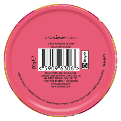 Vaseline Lip Therapy Tropical Zest lip balm tin 20g - British product