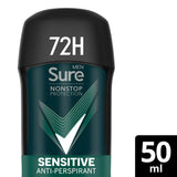 Sure Men Antiperspirant Deodorant Nonstop Protection Sensitive 50 ml GOODS ASDA