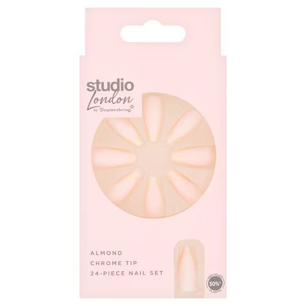 Studio London Gold Chrome Tip Almond Nails 24 PCS (British brand)