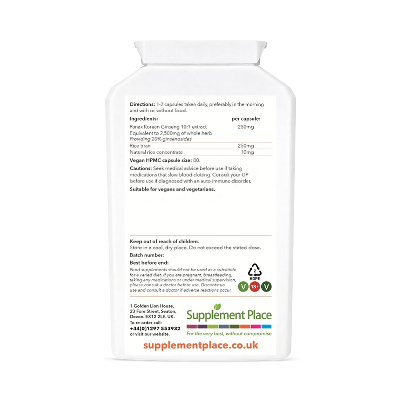Supplement Place Panax Korean Ginseng supplement 20% ginsenosides 240 capsules, UK version