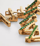 Suzanne Kalan yellow gold and emerald wishbone earrings, UK version