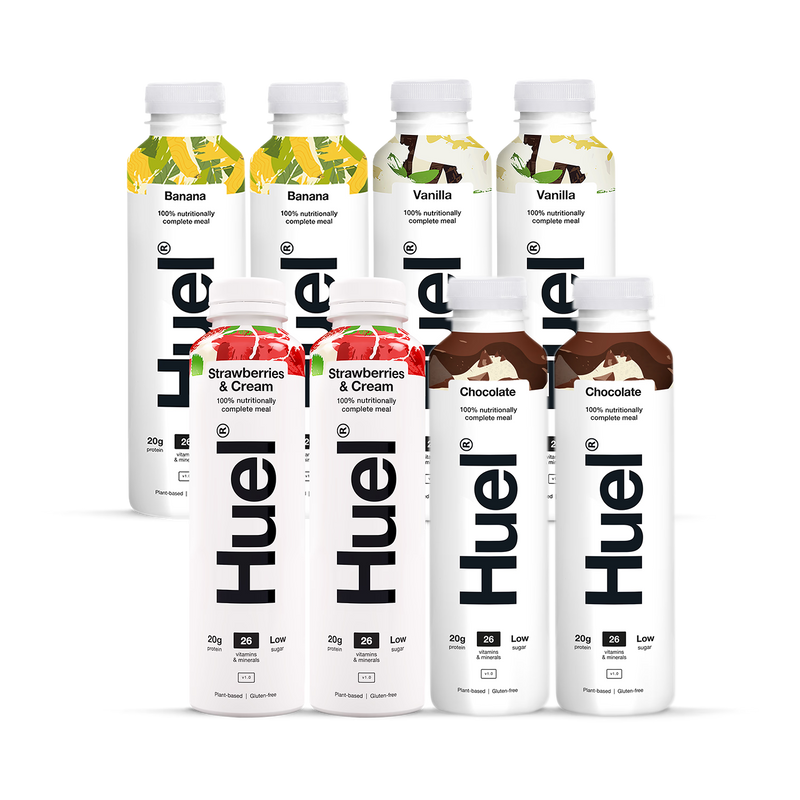 Huel meal replacement variety pack 8x500ml, imported from the UK