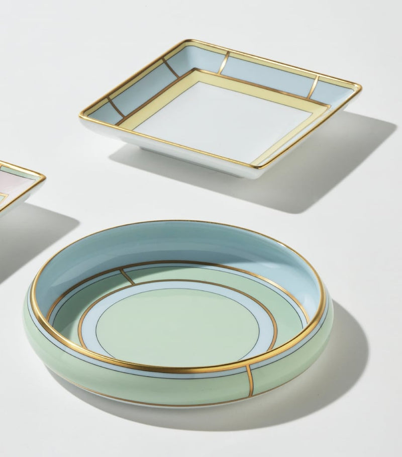 Ginori 1735 Colonna Diva verde porcelain round tray 17cm (British brand)
