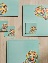 Next Set of 4 Teal Blue Sausage Dog Corkback Placemats and Coasters- Buy online at McGrocer