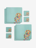 Teal blue sausage dog corkback placemats and coasters set of 4 (British brand)