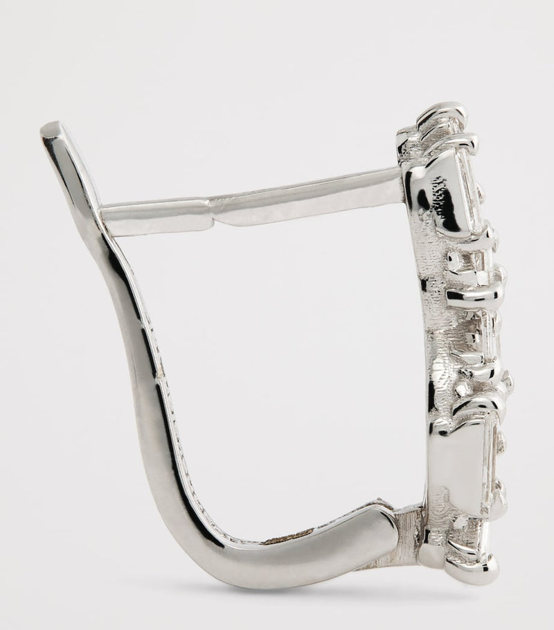 Suzanne Kalan white gold diamond cluster huggie earrings, UK version