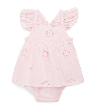 Harrods Louise Misha Salome Broderie Anglaise Baby Romper 3-18 Months- Buy online at McGrocer