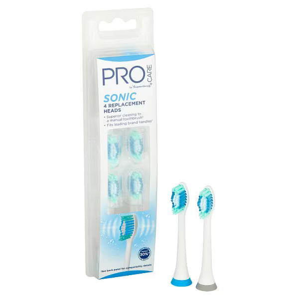 Superdrug ProCare Sonic Replacement Toothbrush Heads 4 Pack (British brand)