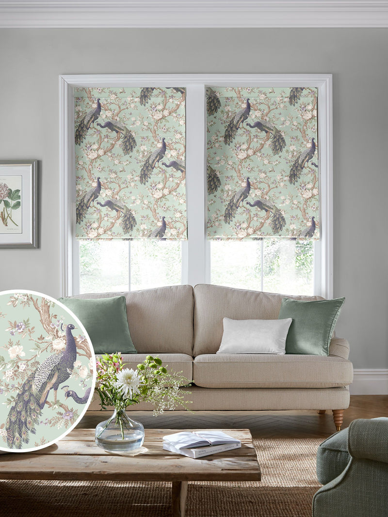 Laura Ashley Belvedere Römischer Vorhang Entenblau, importiert aus Großbritannien