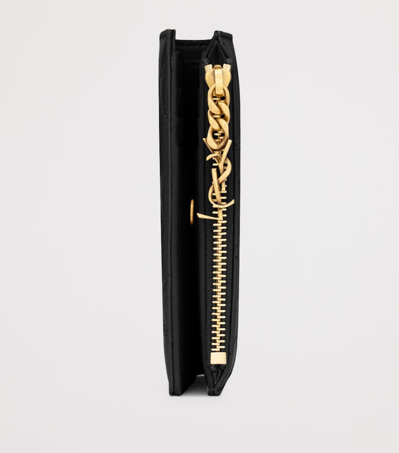 Saint Laurent Matelassé bifold wallet black calfskin (British brand)