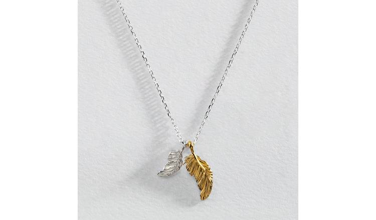 Revere sterling silver two tone feather necklace - British product
