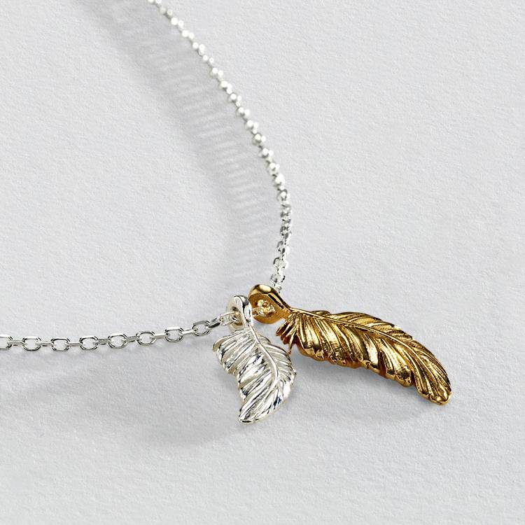 Revere sterling silver two tone feather necklace - British product