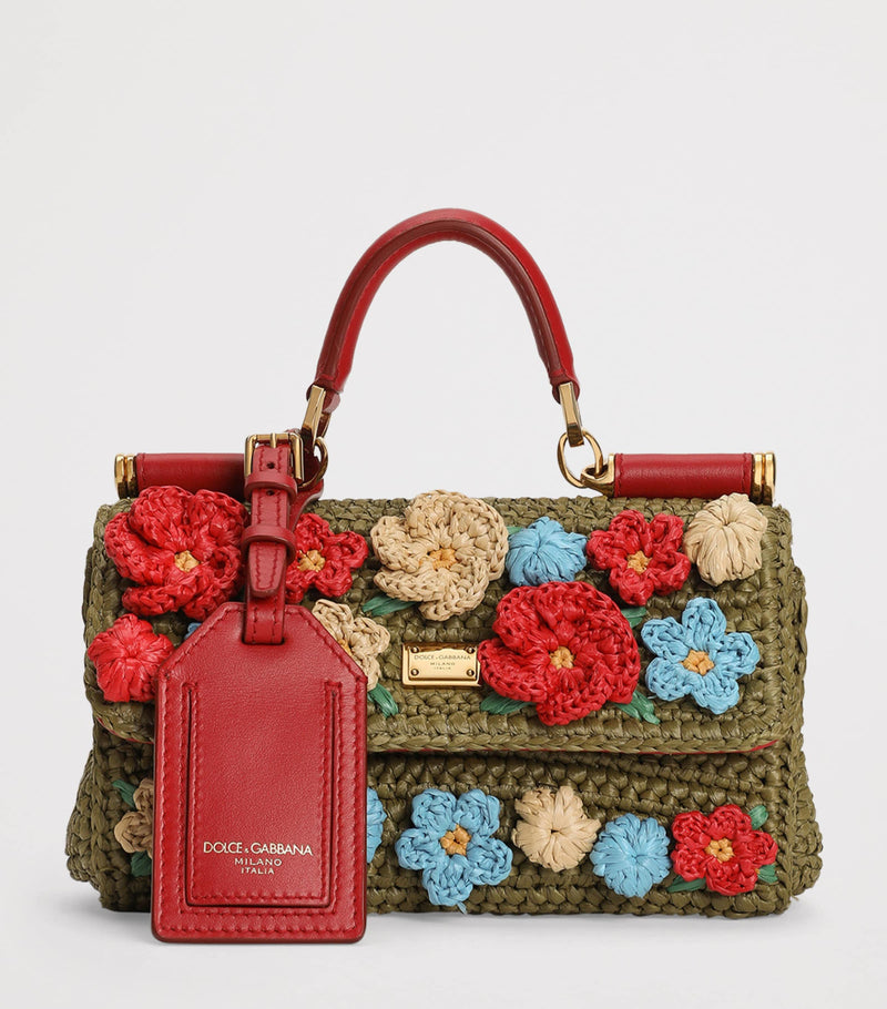 Dolce&Gabbana woven My Sicily top-handle bag with floral appliqué (British brand)