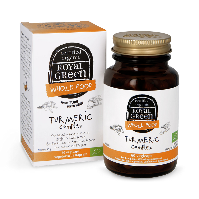 Royal Green organic turmeric complex 60 capsules, imported from the UK