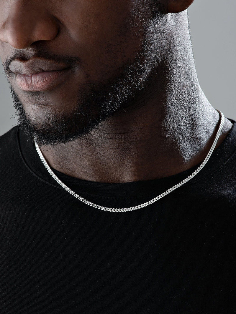 Sterling silver curb chain necklace 50cm (British brand)
