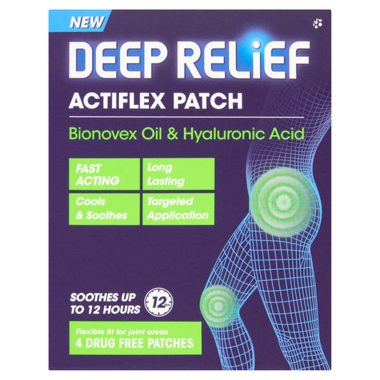 Deep Relief Actiflex Bionovex Oil & Hyaluronic Acid Drug Free Patches x4 GOODS Sainsburys   