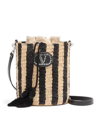 Harrods Valentino Garavani Small Raffia Bucket Bag- Buy online at McGrocer