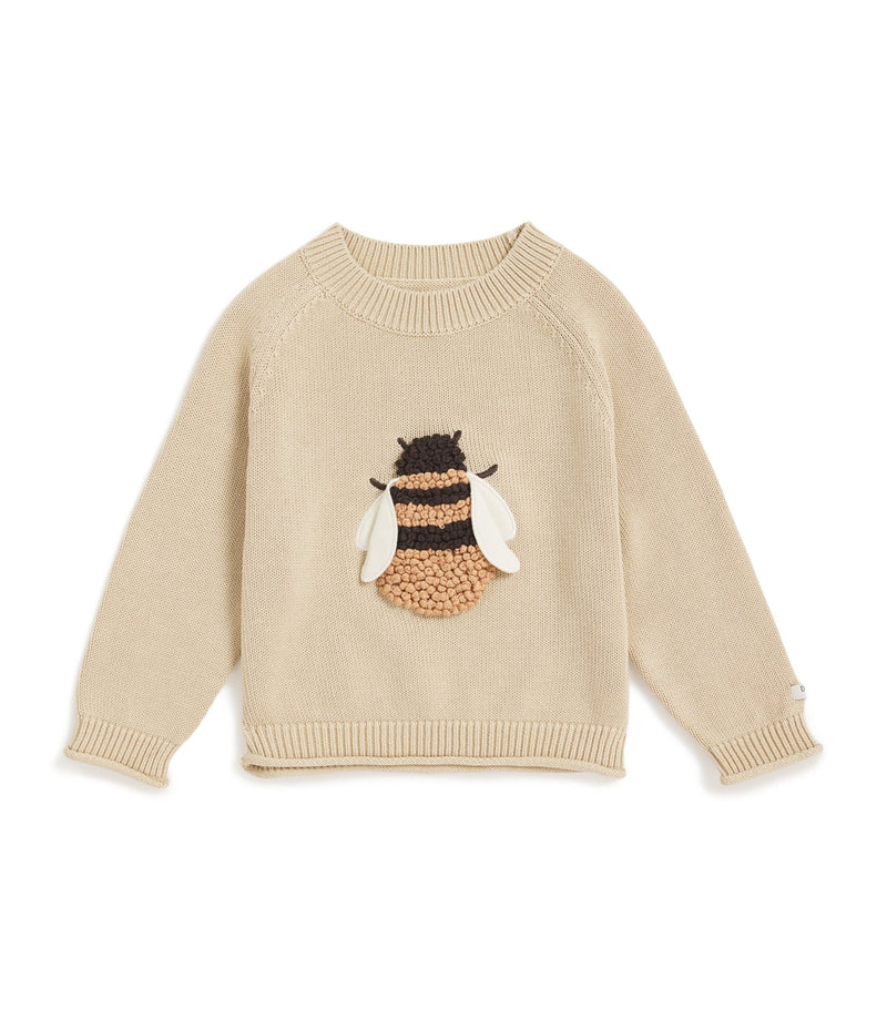 Donsje Organic Cotton Bee Valenthe toddler sweater for ages 6 months to 3 years - British product