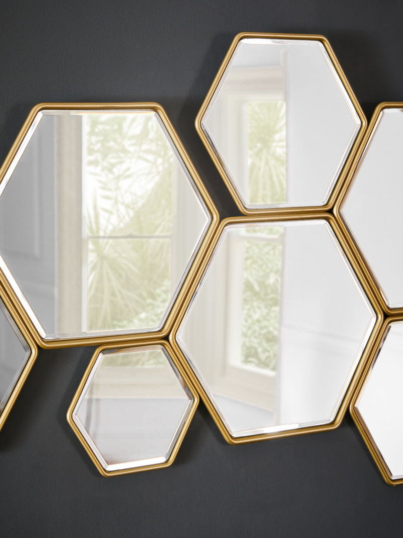 Gold honeycomb decorative wall mirror 152cm x 55.5cm, UK version