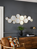 Gold honeycomb decorative wall mirror 152cm x 55.5cm, UK version