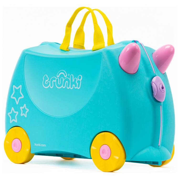 Trunki Una Unicorn ride-on suitcase turquoise, UK version